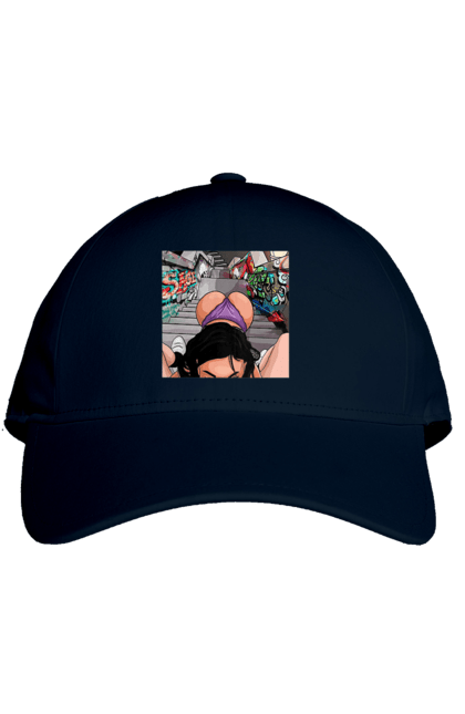 Кепка з принтом "Дівчина На Колінах Перед Хлопчиною". Гола, жопа, на колінах, смоктати. 2070702