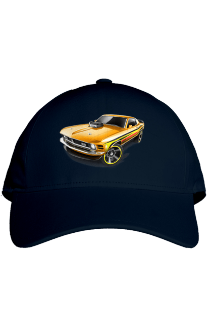 Cap with prints Ford mustang. An american legend, cult car, ford mustang, mustang, powerful car, shelby, yellow mustang. 2070702