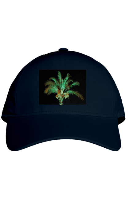 Кепка с принтом Финиковая Пальма Ночью. Берег, зеленый, море, небо, ночь, оазис, океан, остров, отдых, отпуск, пальма, приключения, путешествие, тропики, финиковая, черное, юг. 2070702