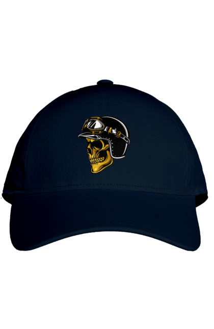 Кепка з принтом "Череп в мотошоломі". Крутий, очі, череп, шолом. 2070702