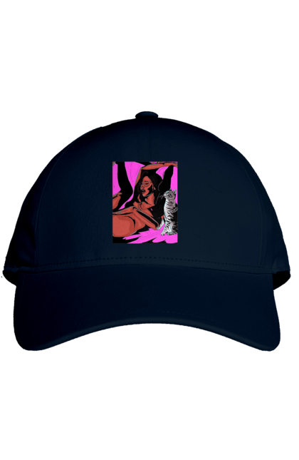 Кепка с принтом Девушка Получает Удовольствие. 18, голая, кошка, страсть, удовольствие. 2070702