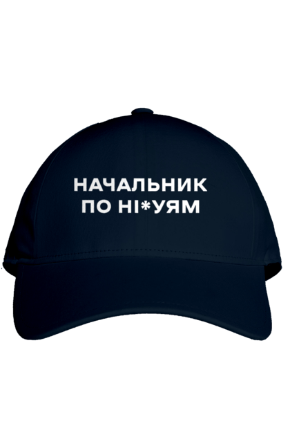 Кепка з принтом "Начальник по ні*уям біла". Для дорослих, з написами, з текстом, креативні, літні, прикольні. 2070702