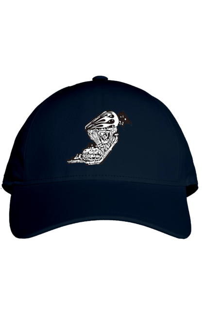 Кепка з принтом "Двигун мотоцикла". Байк, бензобак, двигун мотоцикла, харлей девідсон, циліндри, чопер. 2070702