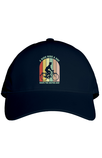 Кепка з принтом "Поїздка на велосипеді". Велопрогулянка, велосипед, здоровий спосіб життя, зож, поїздка на велосипеді. 2070702