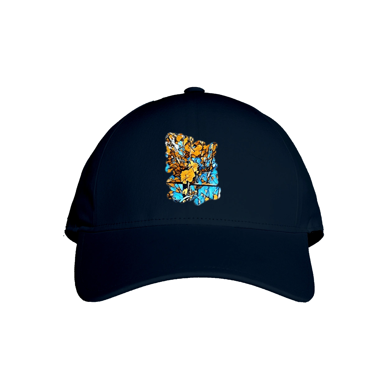 Желтые цветы на синем фоне.