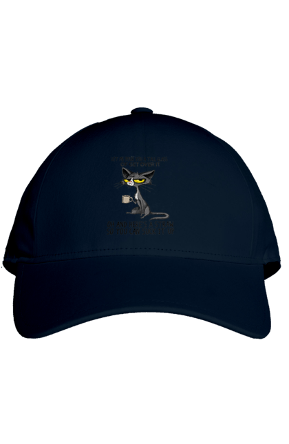 Кепка з принтом "Як це пережити?". Велика склянка, випий, все відмінно, йди нахуй, кіт і кухоль, налий, роздум, смоктати, як це подолати. 2070702