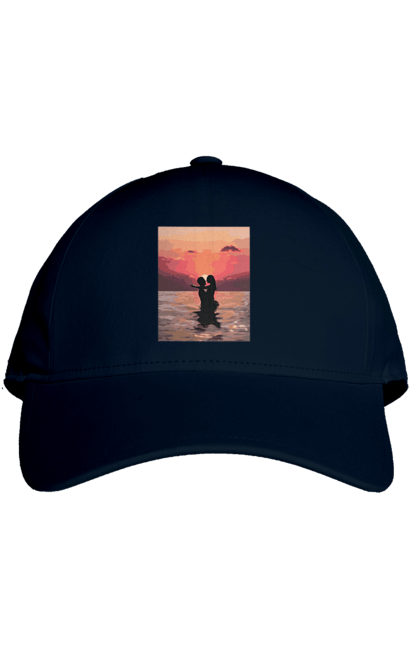 Кепка з принтом "Секс у заході сонця". Захід сонця, природа та любов, секс на морі, секс та природа. 2070702