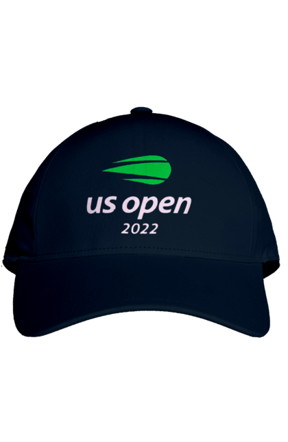 Кепка з принтом "Тенісний турнір US Open 2022". Великий теніс, відкритий чемпіонат, гравці, м`яч, нью йорк, призовий фонд, ракетка, турнірна сітка, хард, чемпіонат америки. 2070702