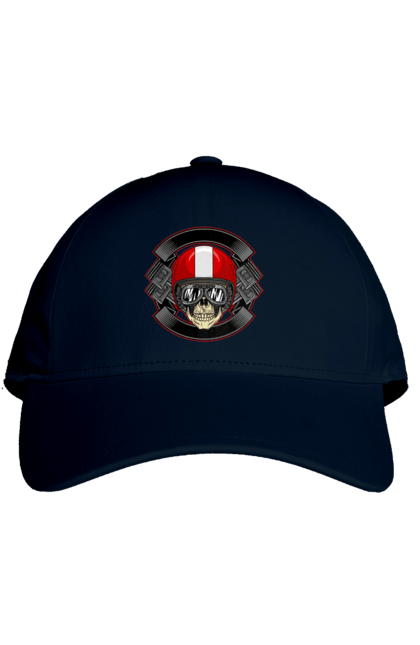 Cap with prints skull motorcyclist. Helmet, motorcyclist \, skull. 2070702