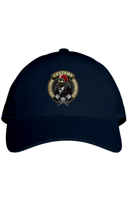 Cap with prints Gentlemen motorcycle. Gentleman, helmet, motorcycle, skull. 2070702