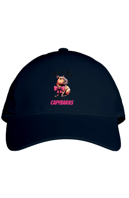 Кепка з принтом "Капібара". Capybara, бант, водосвинка, гризун, капібара, рожевий, тварина. 2070702