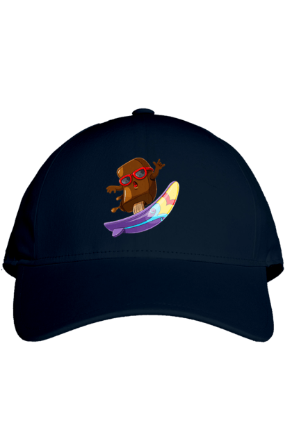Cap with prints Morozhenko On The Surf. Glasses, ice cream, summer, surfing. 2070702