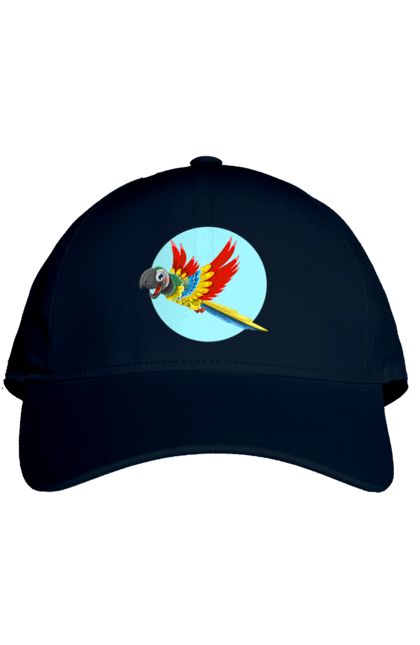 Кепка з принтом "Папуга". Барвистий папуга, какаду, кольоровий папуга, папуга, що летить. 2070702