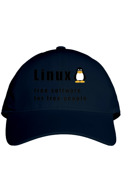 Кепка з принтом "Linux Вільний Для Вільних". Linux, адміністратор, айті, айтішник, безкоштовна, безкоштовно, вільна, доступність, незалежність, операційна система, ос, пінгвін, програміст, програмне забезпечення, свобода, сервер, сисадмін, система, системний адміністратор, софт, текст, чорний. 2070702