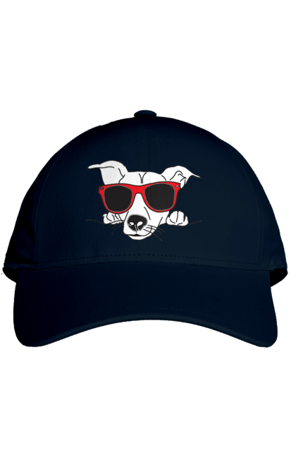 Cap with prints The Dog Peeks Out. Dog, glasses, peep out. 2070702