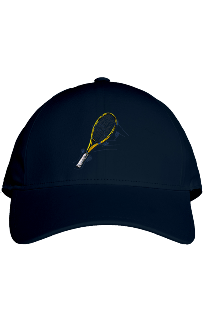Кепка з принтом "Ракетка Великий теніс". Великий теніс, гравці, грунт, м`яч, призовий фонд, ракетка, спонсор, турнір на ґрунті, турнірна сітка. 2070702