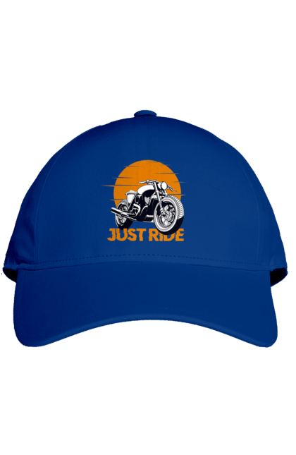 Cap with prints Motorcycle, Just Go. Motorbike, riding, road. 2070702