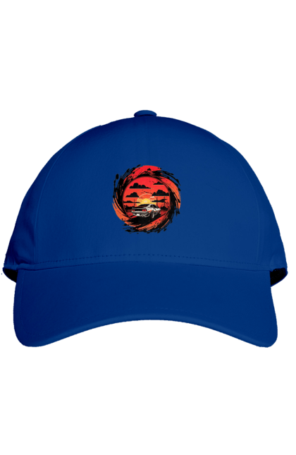 Cap with prints Ferrari at sunset. Car, cars, ferrari, ferrari at sunset. 2070702