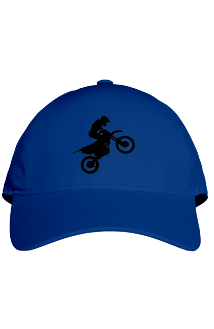 Кепка з принтом "Силует Мотоцикліста". Мотоцикл, мотоцикліст, шолом. 2070702