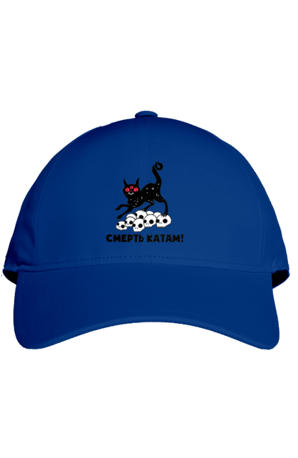 Кепка з принтом "Смерть катам". Війна, коти, котик, патріотичне, українське, фраза, фрази, череп. 2070702