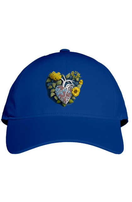 Кепка з принтом "Серце квіти". Люблю україну, перемога україни, серце, символи україни, соняшник, традиції україни, україна. 2070702