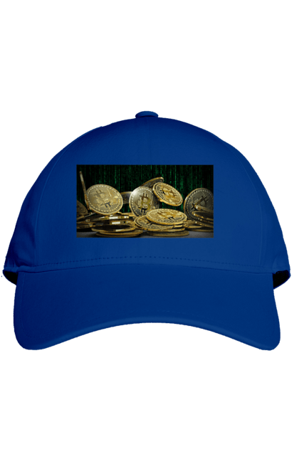 Кепка з принтом "Біткойн". Багатство, біткойн, валюта, гроші, криптовалюта, курс, майнінг, матриця, монета, розкіш, цифровий світ. 2070702