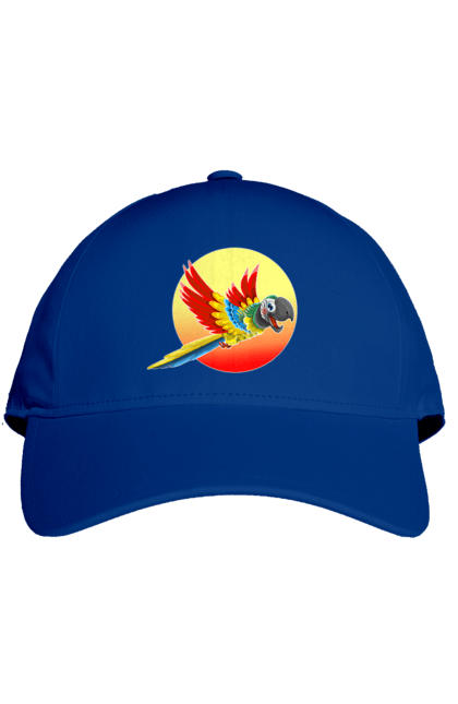 Кепка з принтом "Папуга На Тлі Сонця". Ара, веселий, відпочинок, відпустка, диск, жарко, жовтий, коло, кольоровий, крила, літає, літо, папуга, папужка, пір`я, політ, помаранчевий, птах, різнокольоровий, сонце, сонячно, спека, тепло, тропіки, у польоті, червоний. 2070702