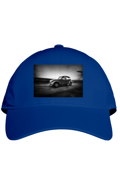 Кепка з принтом "Ретро машина чб". Авто, ретро, ретро машина, чорно біла машина. 2070702