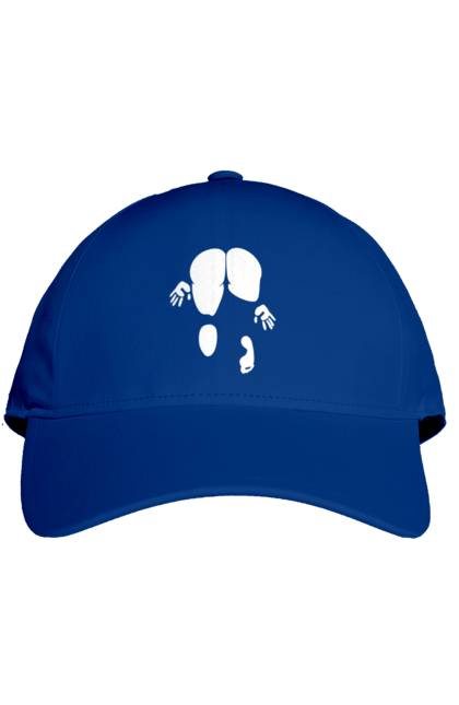 Cap with prints Girl view from behind. Cool, girl doggy style, humor, rear view, vulgar, young woman. 2070702