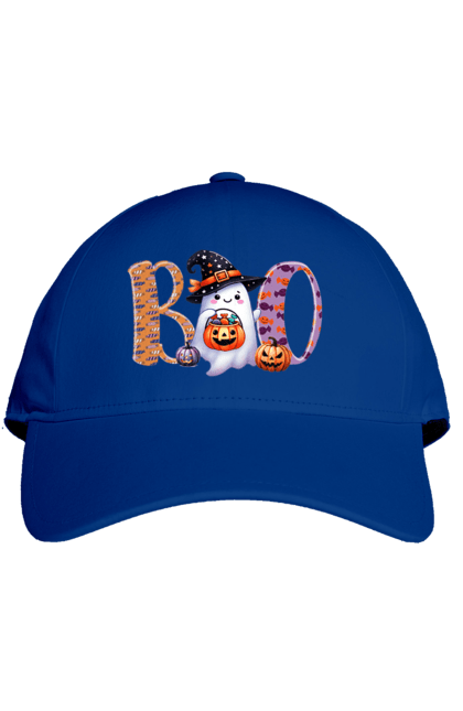 Cap with prints Halloween Ghost. Costume, ghost, halloween, holiday, october, october 31, scary, sweets, trick or treat. 2070702