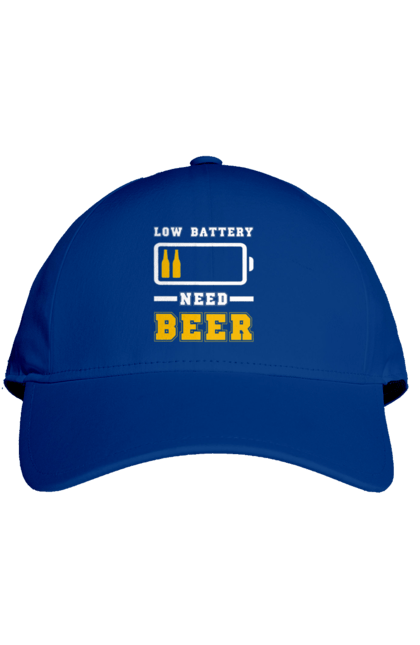 Cap with prints Low battery need beer. Alcohol, beer, brutals, funy prints, mans, summer. 2070702