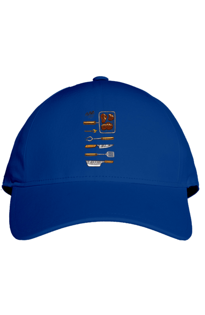 Cap with prints Barbecue Party. B-b-q, fry, meat. 2070702