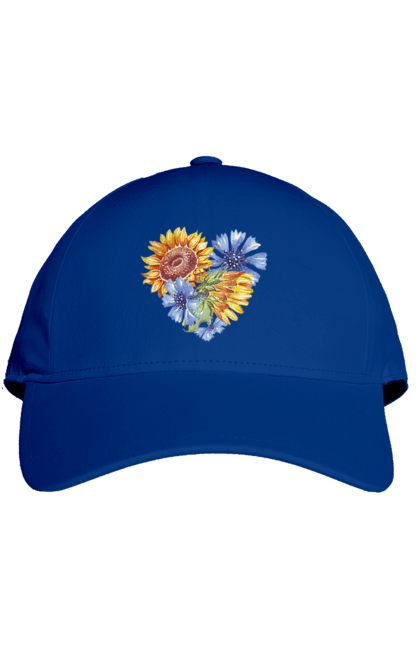 Кепка з принтом "Серце соняшники та фіалки". Квіти, люблю україну, любов, серце, соняшник, україна, фіалки. 2070702
