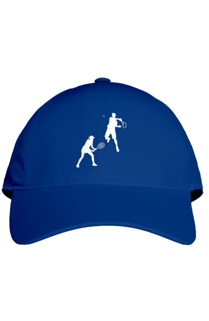 Кепка з принтом "Теніс". Великий теніс, гравці, грунт, м`яч, призовий фонд, ракетка, спонсор, турнір на ґрунті, турнірна сітка, хард. 2070702