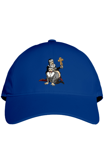 Кепка з принтом "Монашки БДСМ". Бдсм, крута, модна, молодіжна, плескає по дупі, рок, рольові ігри, черниці бдсм, черницю, черниця. 2070702