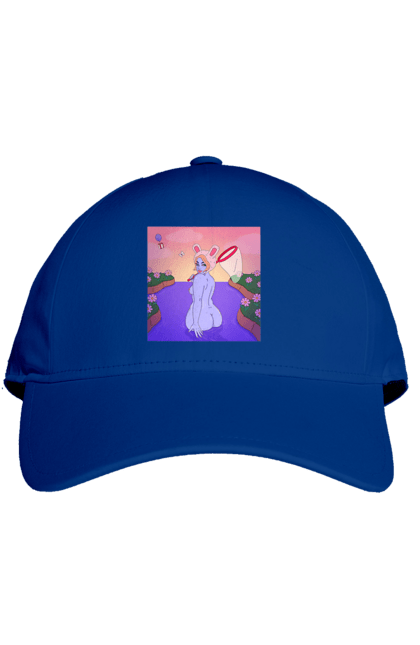 Cap with prints Purple Girl On The Hunt. Girl, naked, net. 2070702