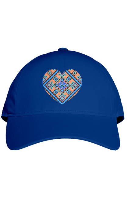 Cap with prints Heart embroidery. Cross stitch, embroidered shirt, embroidery, heart, i love ukraine, symbols of ukraine, traditions of ukraine, ukraine. 2070702
