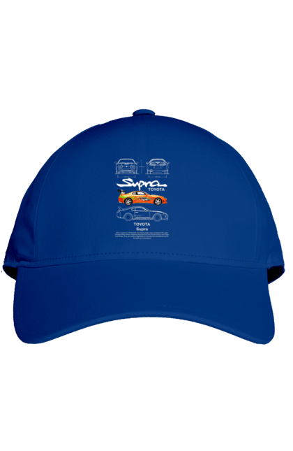 Cap with prints Toyota Supra. Automobile, car, japan, sport car, sports car, supra, toyota, toyota supra. 2070702