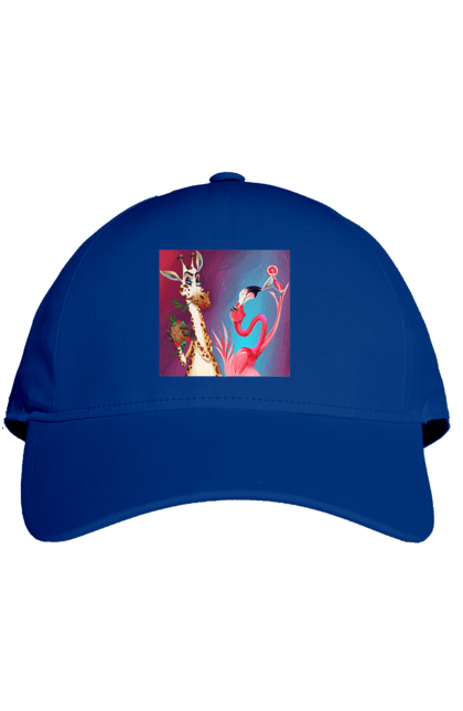 Cap with prints Giraffe And Flamingo At The Party. Cocktail, flamingo, food, giraffe. 2070702