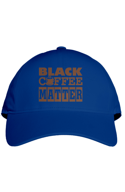 Кепка з принтом "Чорна кава має значення". Кав ярня, кава, кавоманам, кофеїн, ранок, текст, цитати. futbolka.stylus.ua