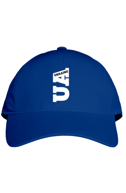 Cap with prints Ukraine. Abbreviation, emblem, home, inscription, logotype, text, ukraine. 2070702
