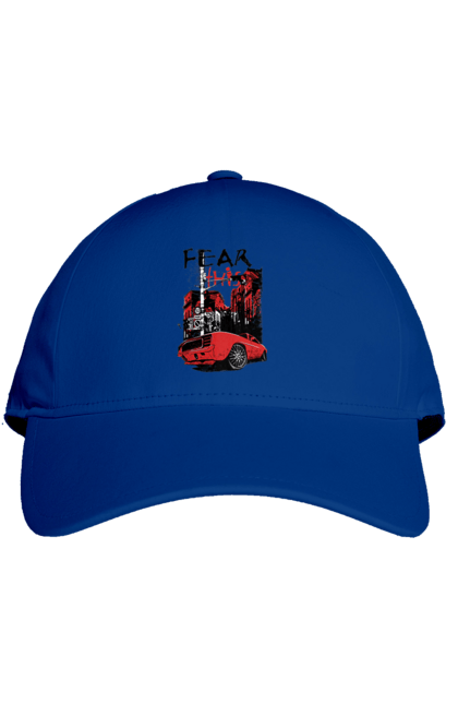 Cap with prints Red Car In The City. Riding, town. 2070702