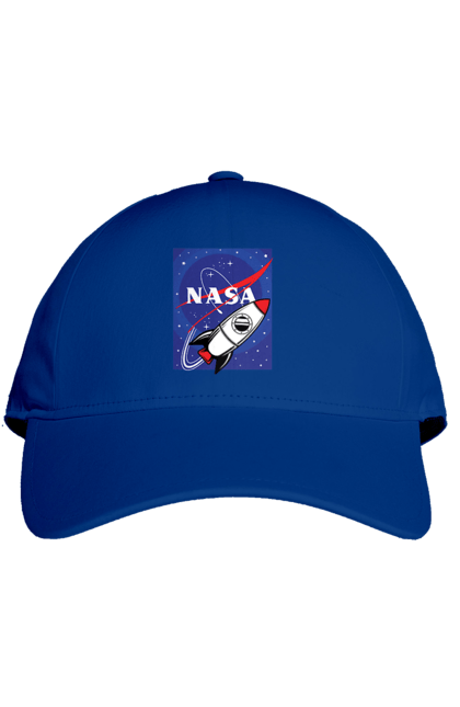 Cap with prints NASA. Aeronautics, astronautics, aviation, nasa, research, rocket, science, space, technologies, usa. 2070702