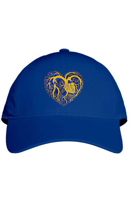 Cap with prints Hearts of the unbreakable. Dark blue, heart, symbolics, ukraine, unbreakable. 2070702