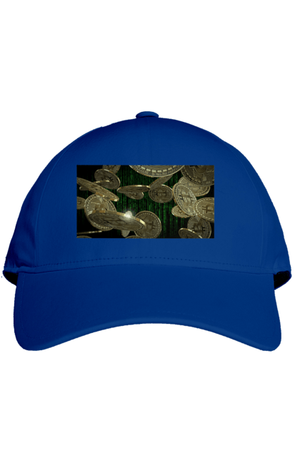 Кепка з принтом "Біткойн". Багатство, біткойн, валюта, гроші, криптовалюта, курс, майнінг, матриця, монета, розкіш, цифровий світ. 2070702