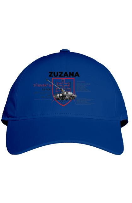 Кепка з принтом "Zuzana (САУ) два герби (англійська)". Zuzana, гаубиця, два герби, залужний, сюзанна. 2070702