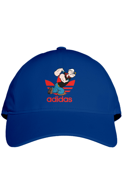 Кепка с принтом Adidas Моряк Попай. Adidas, popeye the sailor, адидас, комикс, моряк, мультфильм, сериал, трубка. 2070702