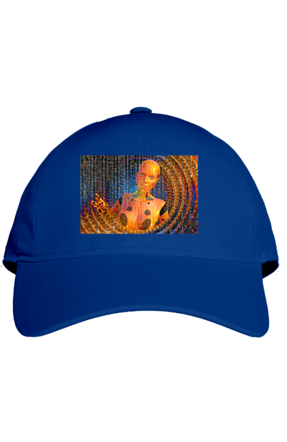 Кепка з принтом "Штучний інтелект". Айті, айтішник, гик, жінка, знання, інженер, інтелект, кібер, кібернетика, кіборг, код, комп, комп`ютерник, кристал, машинне навчання, мікросхема, мозок, портрет, програміст, професіонал, професія, розробник, розум, хакер, чіп, штучний інтелект, штучний розум. 2070702