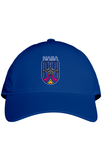 Cap with prints NASA. Aeronautics, astronautics, aviation, nasa, research, rocket, science, space, technologies, usa. 2070702