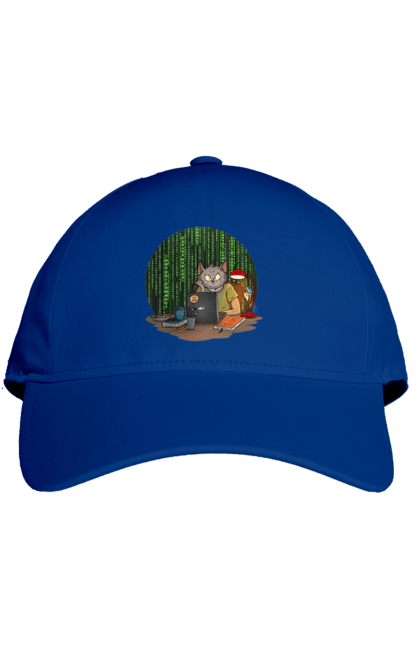 Кепка з принтом "Кіт програміст". Angular, c, css, html, it, javascript, jquery, php, python, react, svelt, vue, айтишник, айті, гумор, код, кодувати, прогер, програміст, програмісти, ти ж, ти ж програміст, тиж програміст. 2070702